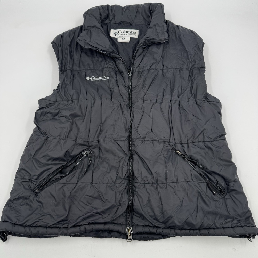 Vintage Columbia Men's‎ Black Puffer  Vest  Dual Zipper XL Made In Canada
